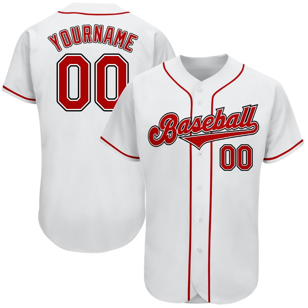 Custom White Red-Black Authentic Baseball Jersey - Main View