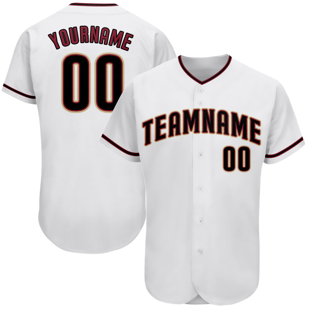 Custom White Black-Crimson Authentic Baseball Jersey - Main View