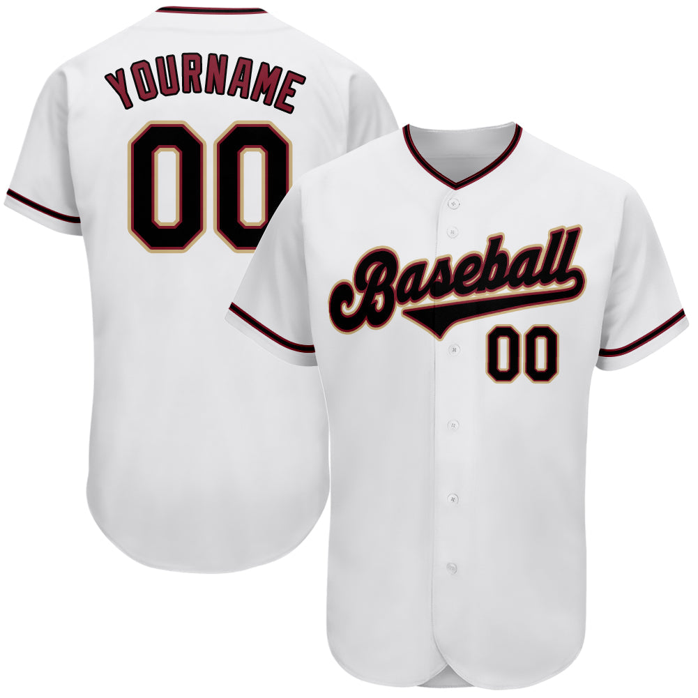 Custom White Black-Crimson Authentic Baseball Jersey - Main View