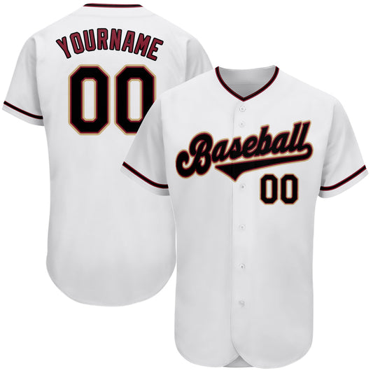 Custom White Black-Crimson Authentic Baseball Jersey - Main View