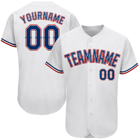 Custom White Royal-Red Authentic Baseball Jersey - Main View