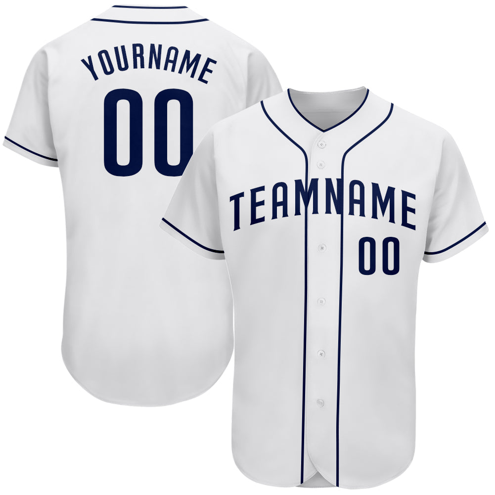 Custom White Navy Authentic Baseball Jersey - Main View