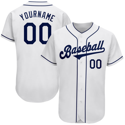 Custom White Navy Authentic Baseball Jersey - Main View