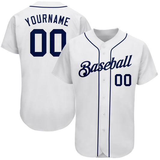 Custom White Navy Authentic Baseball Jersey - Main View