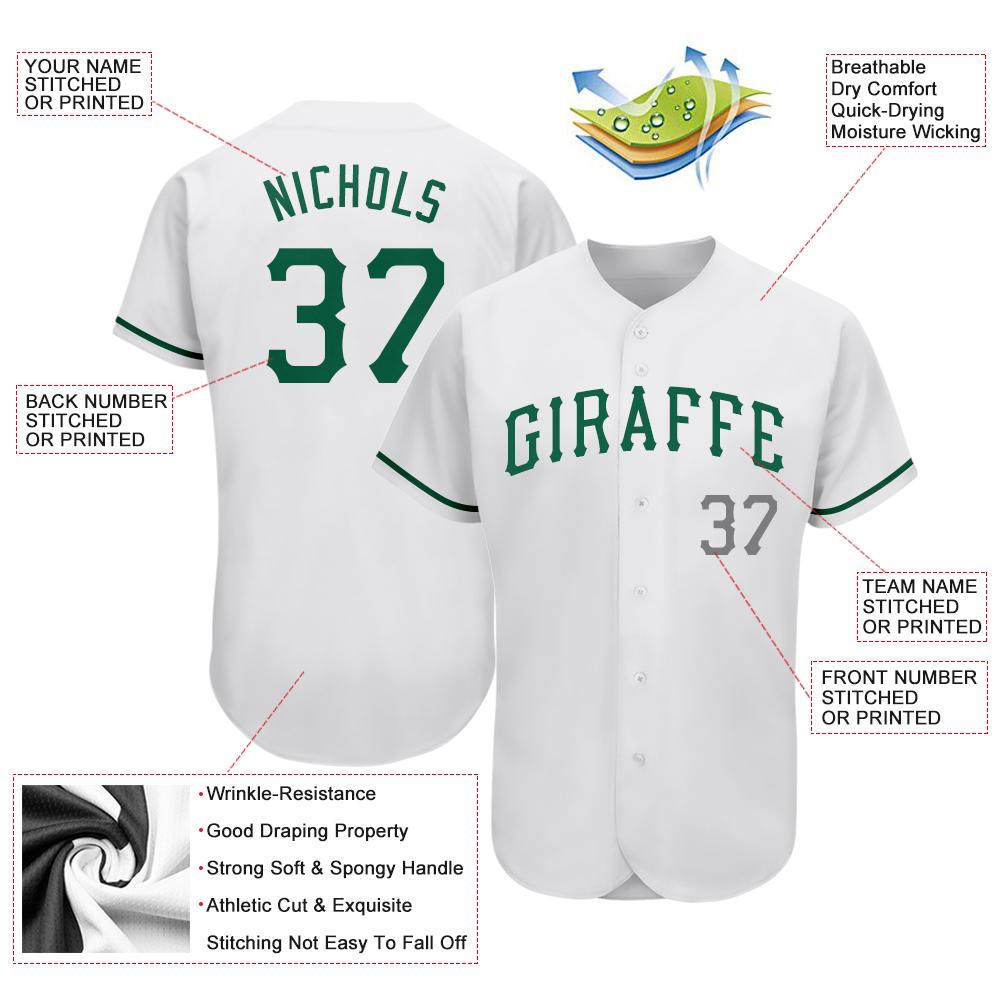 Custom White Kelly Green-Gray Authentic St. Patrick's Day Baseball Jersey view 3