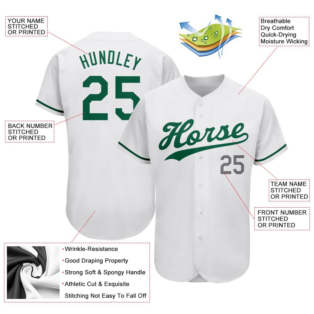 Custom White Kelly Green-Gray Authentic St. Patrick's Day Baseball Jersey view 3