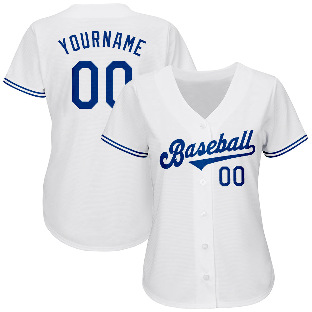 Custom White Royal Authentic Baseball Jersey view 2