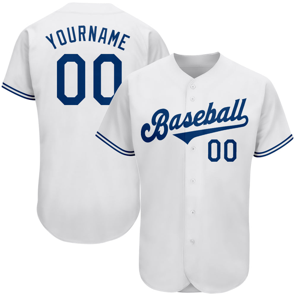 Custom White Royal Authentic Baseball Jersey - Main View