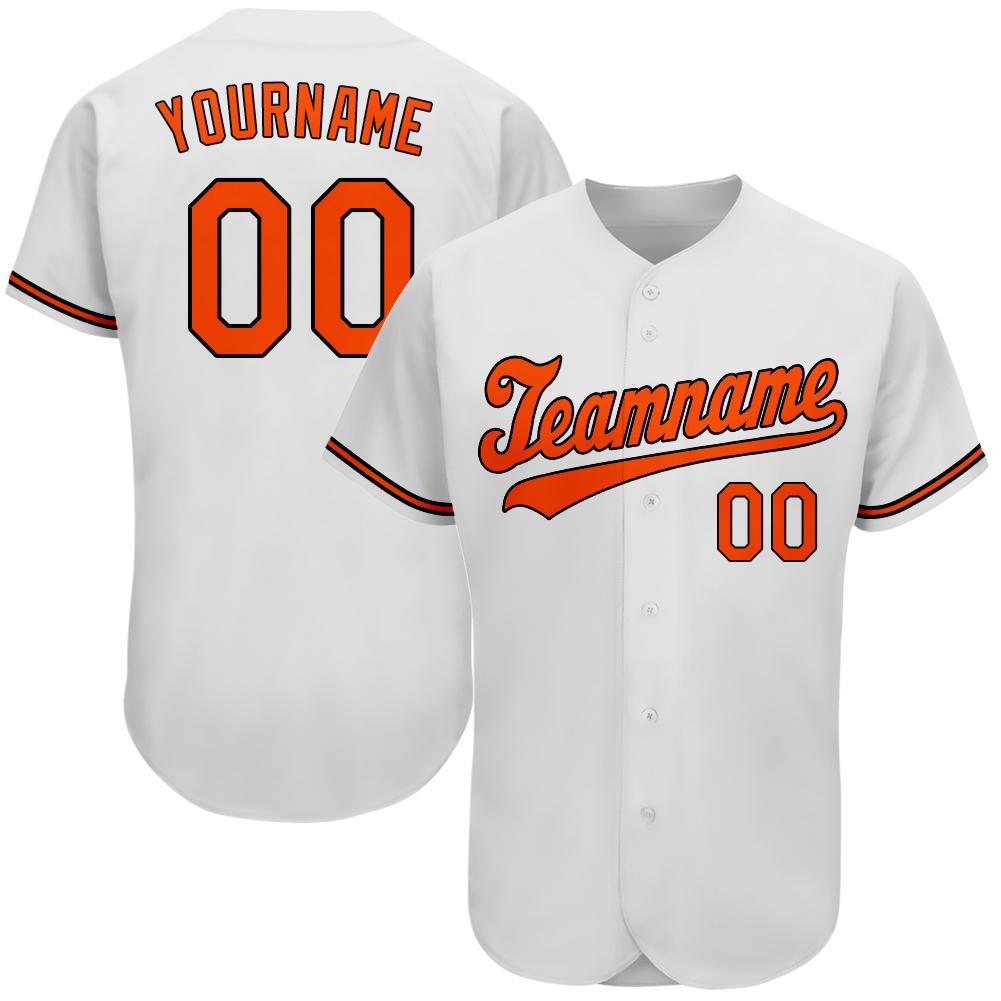 Custom White Orange-Black Authentic Baseball Jersey - Main View