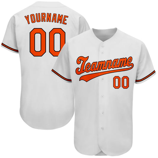 Custom White Orange-Black Authentic Baseball Jersey - Main View
