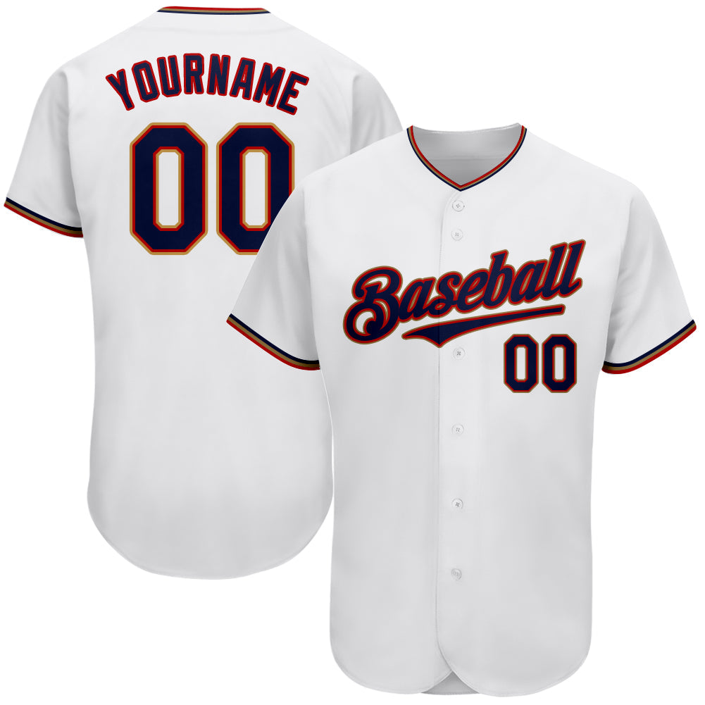 Custom White Navy-Red Authentic Baseball Jersey - Main View