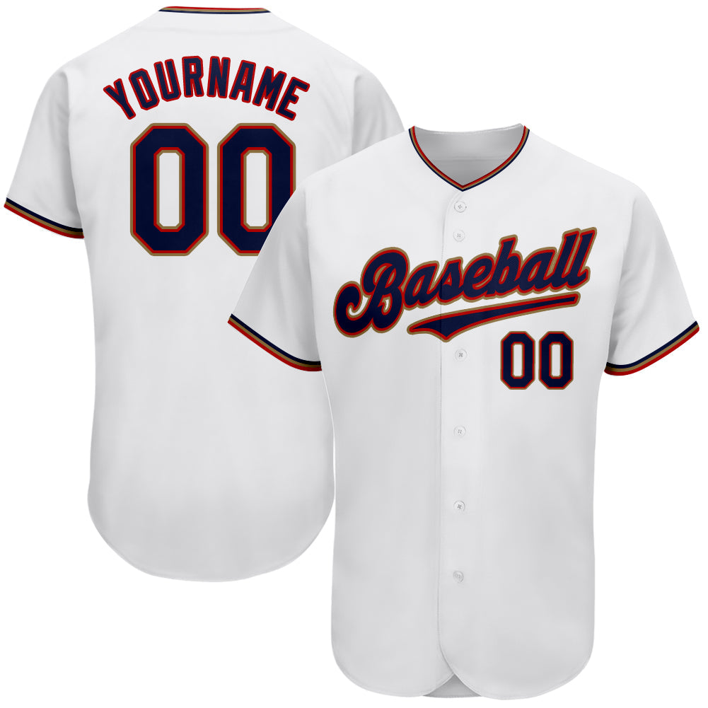 Custom White Navy-Red Authentic Baseball Jersey - Main View