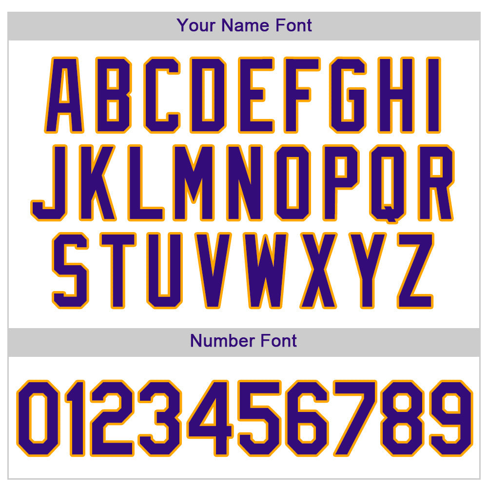 Custom White Purple Pinstripe Purple-Gold Authentic Baseball Jersey view 5