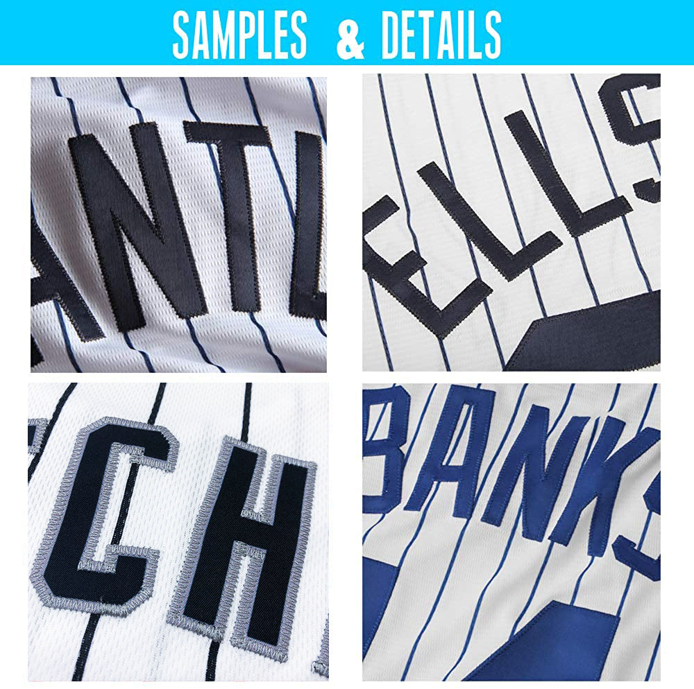 Custom White Brown Pinstripe Brown-Orange Authentic Baseball Jersey view 6