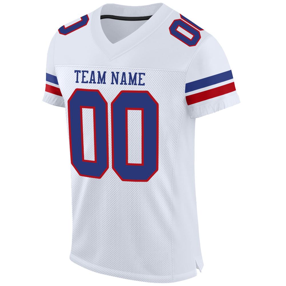 Custom White Royal-Red Mesh Authentic Football Jersey view 2
