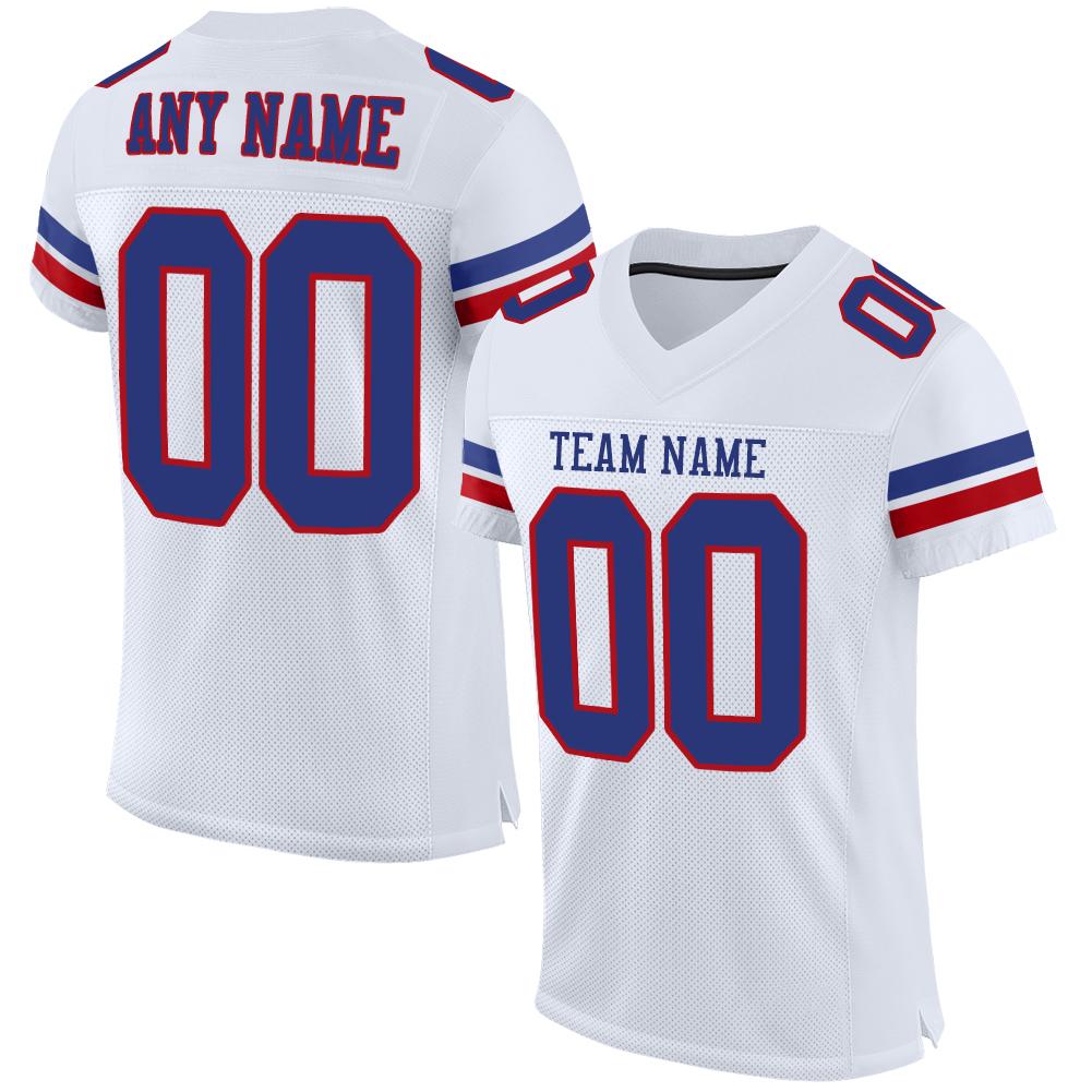 Custom White Royal-Red Mesh Authentic Football Jersey - Main View
