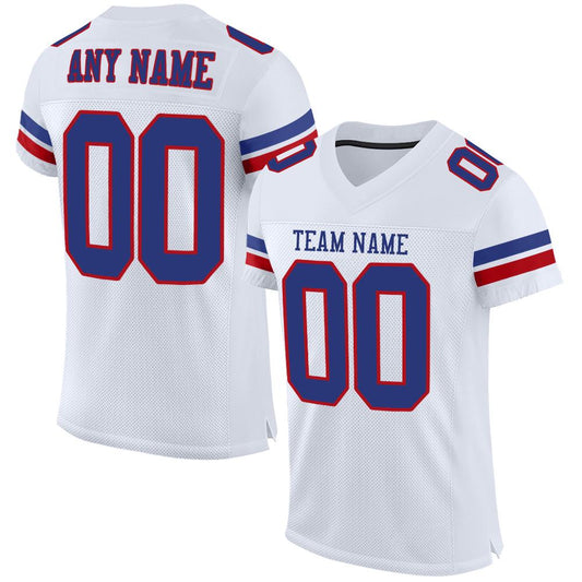 Custom White Royal-Red Mesh Authentic Football Jersey - Main View