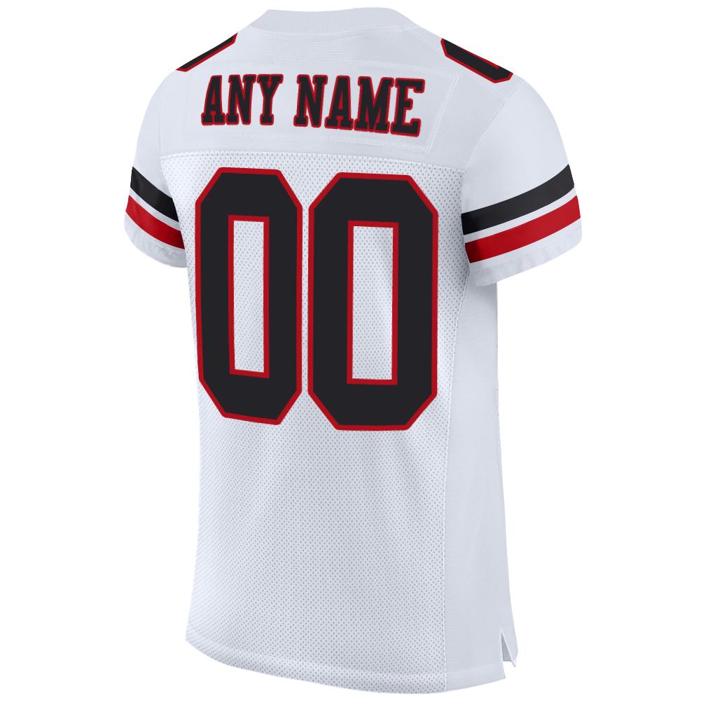 Custom White Black-Red Mesh Authentic Football Jersey view 3