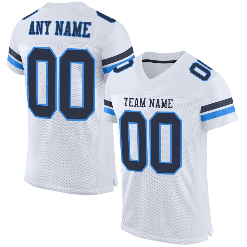Custom White Navy-Powder Blue Mesh Authentic Football Jersey - Main View