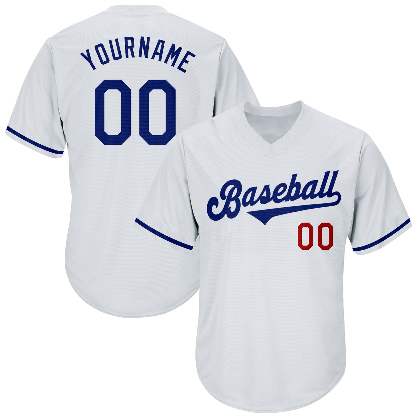Custom White Royal-Red Authentic Throwback Rib-Knit Baseball Jersey Shirt - Main View
