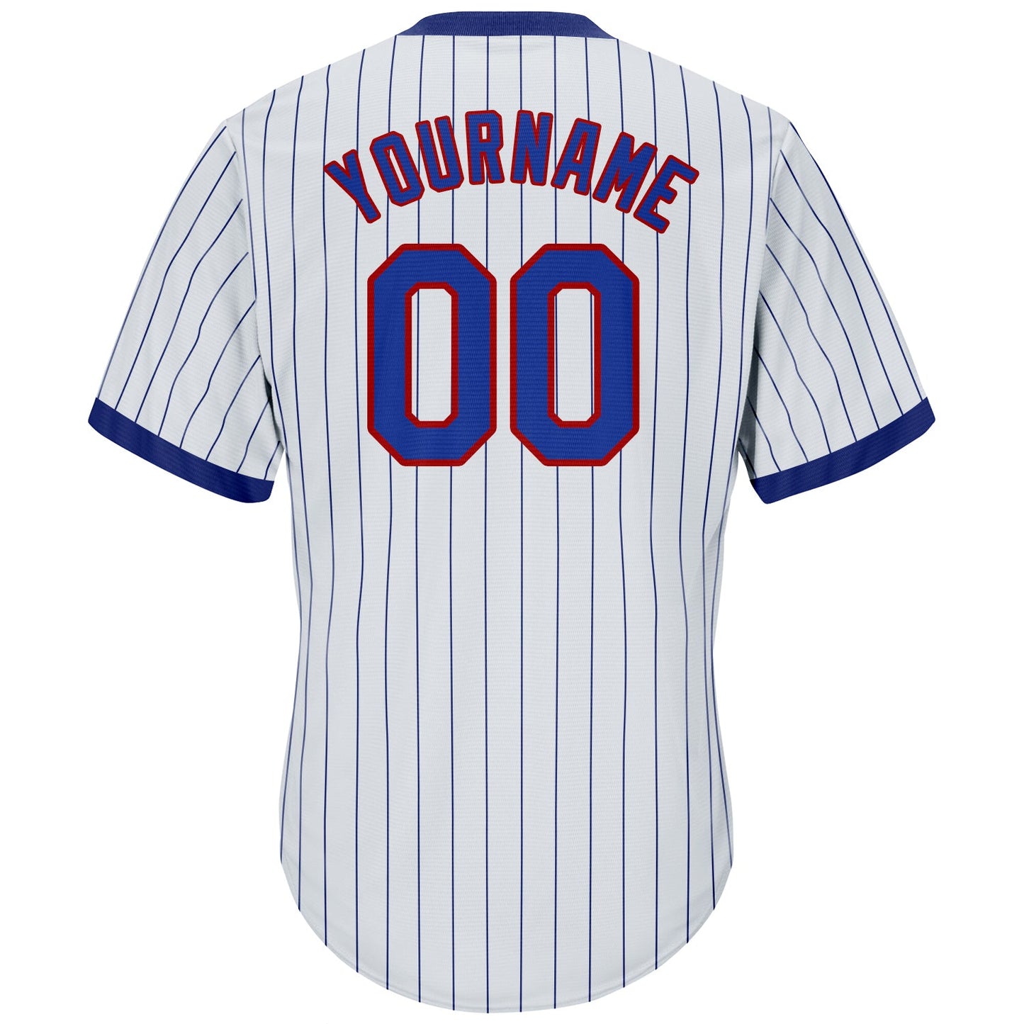 Custom White Royal Pinstripe Royal-Red Authentic Throwback Rib-Knit Baseball Jersey Shirt view 3