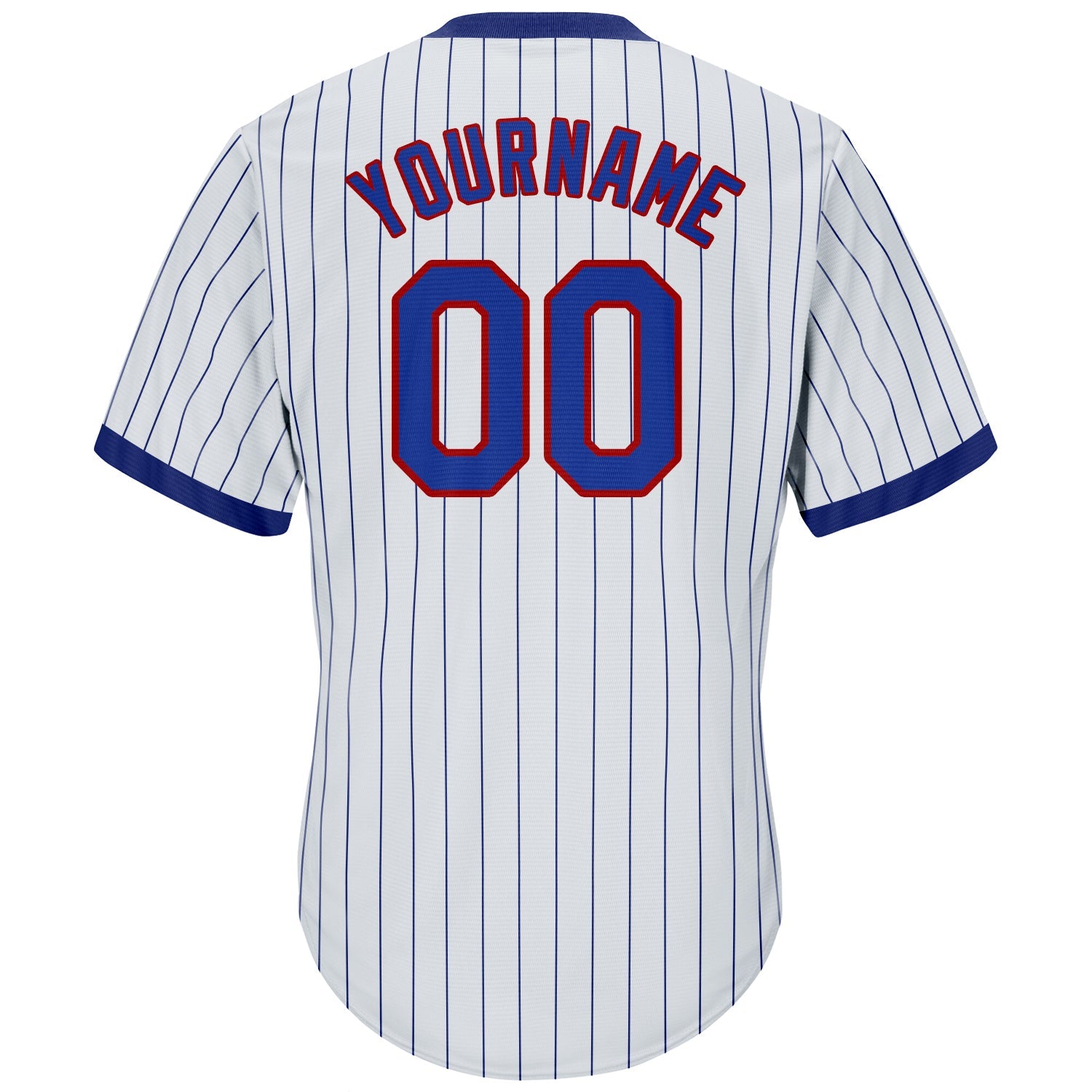Custom White Royal Pinstripe Royal-Red Authentic Throwback Rib-Knit Baseball Jersey Shirt view 3