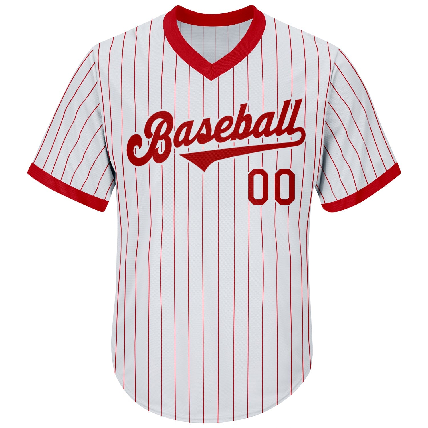 Custom White Red Pinstripe Red-White Authentic Throwback Rib-Knit Baseball Jersey Shirt view 2