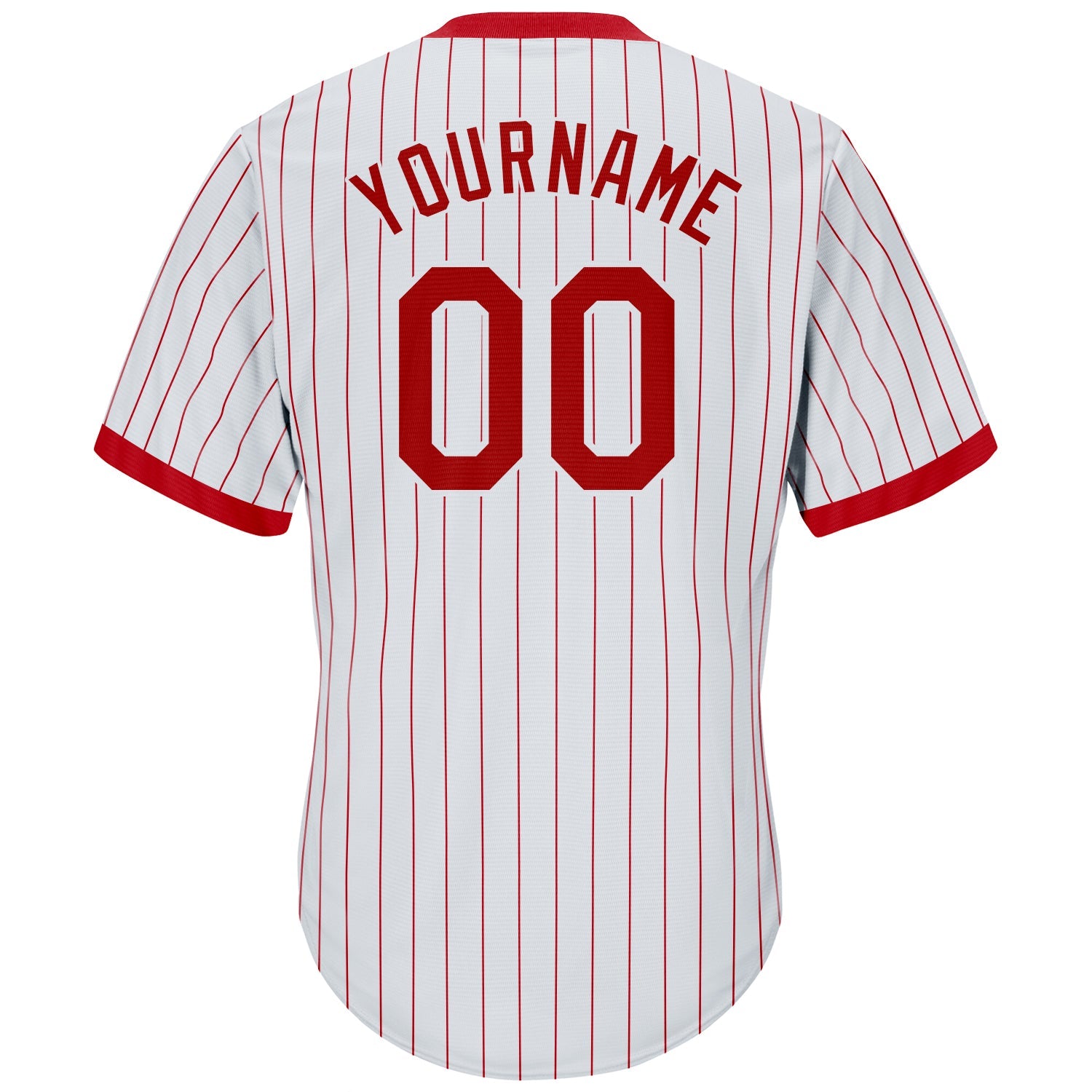 Custom White Red Pinstripe Red-White Authentic Throwback Rib-Knit Baseball Jersey Shirt view 3
