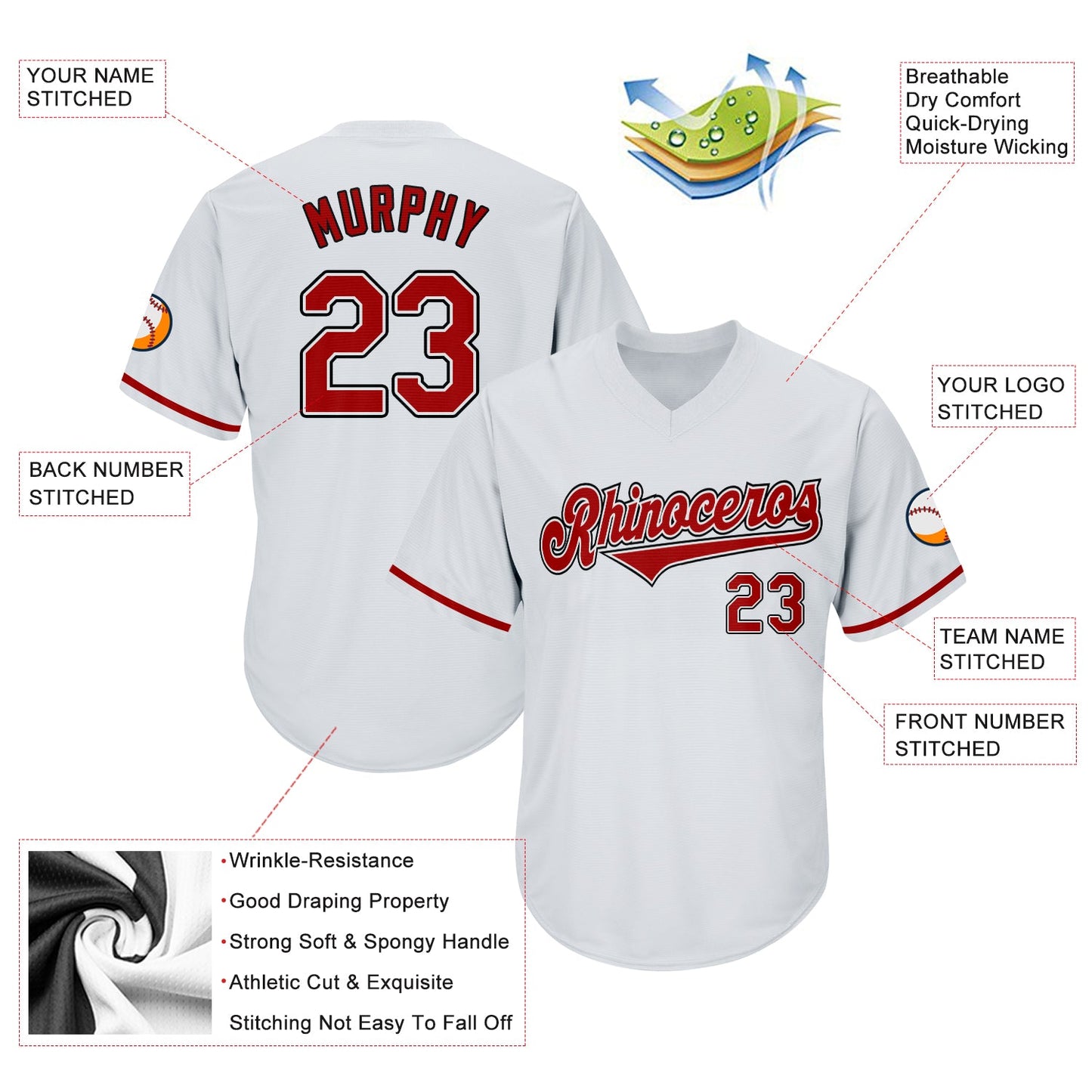 Custom White Red-Black Authentic Throwback Rib-Knit Baseball Jersey Shirt view 4