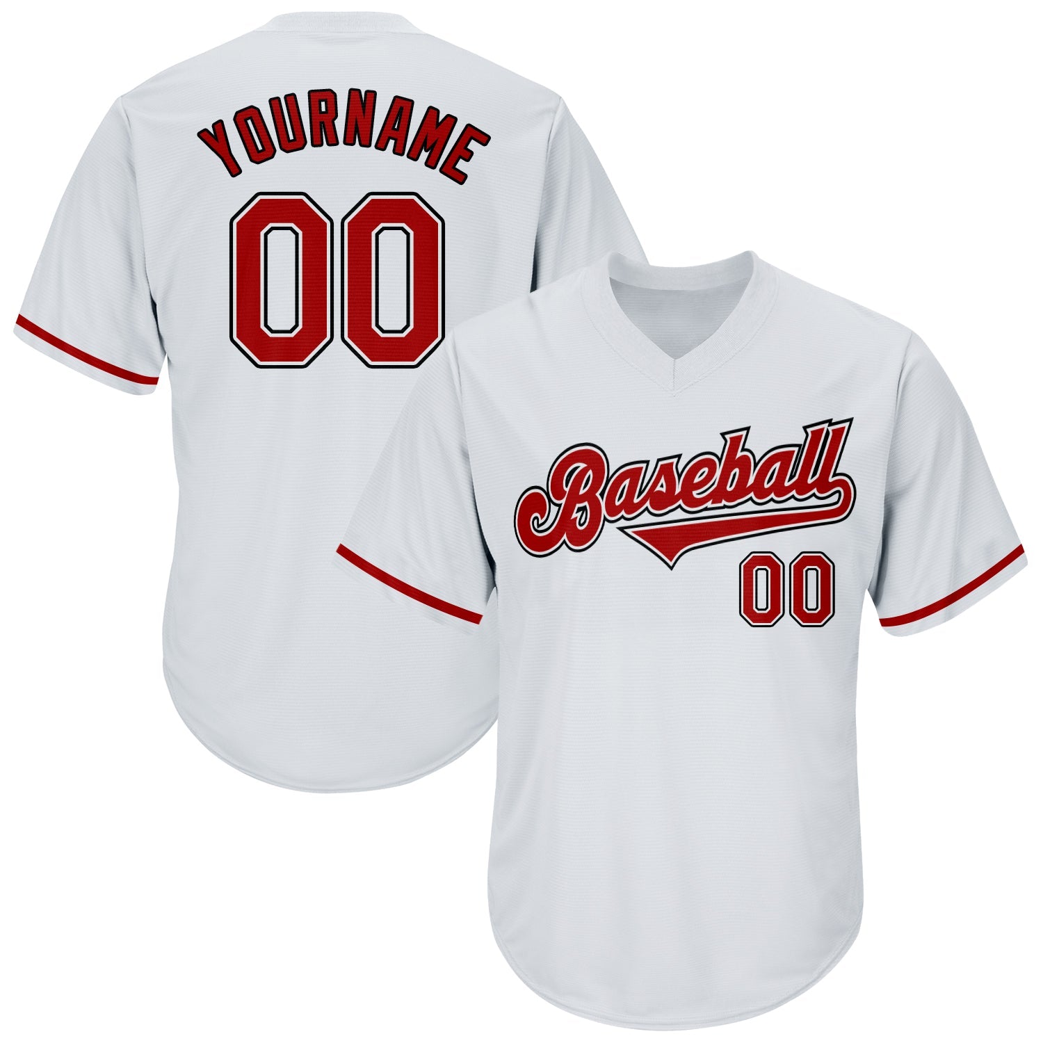 Custom White Red-Black Authentic Throwback Rib-Knit Baseball Jersey Shirt - Main View