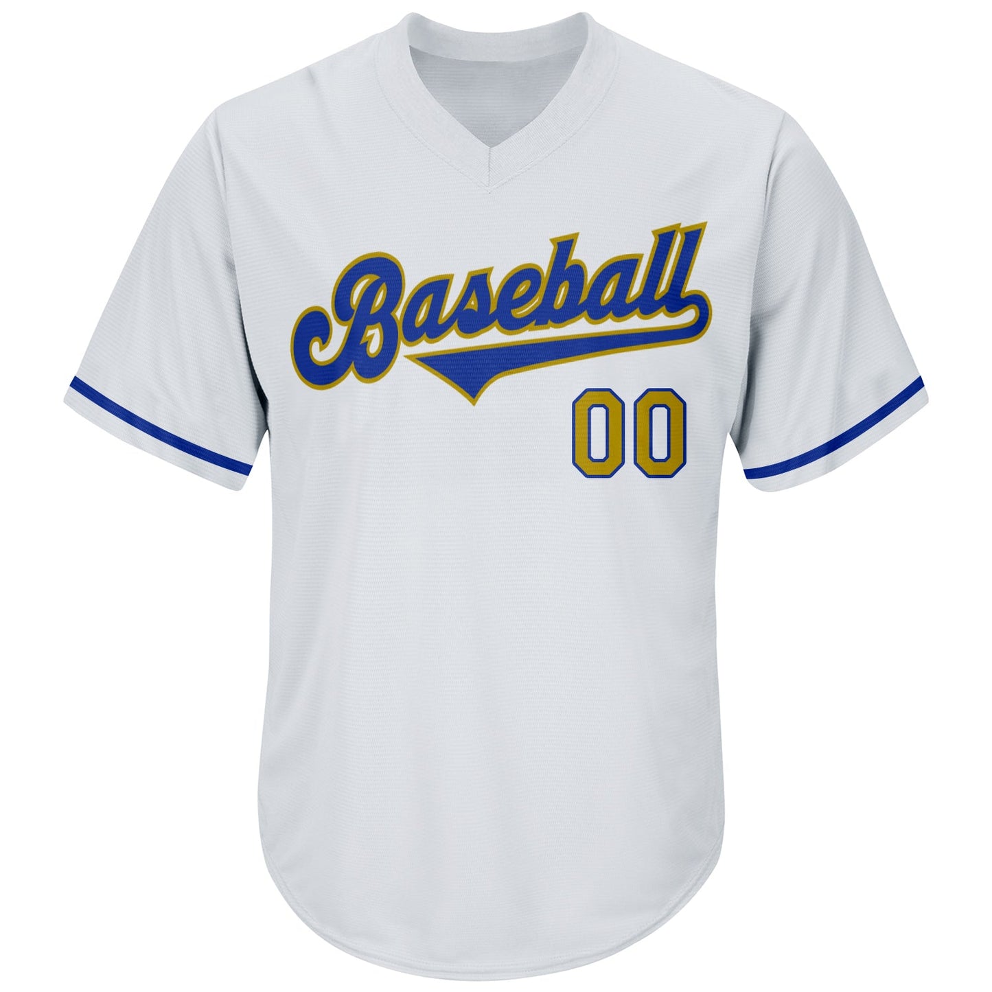 Custom White Old Gold-Royal Authentic Throwback Rib-Knit Baseball Jersey Shirt view 2