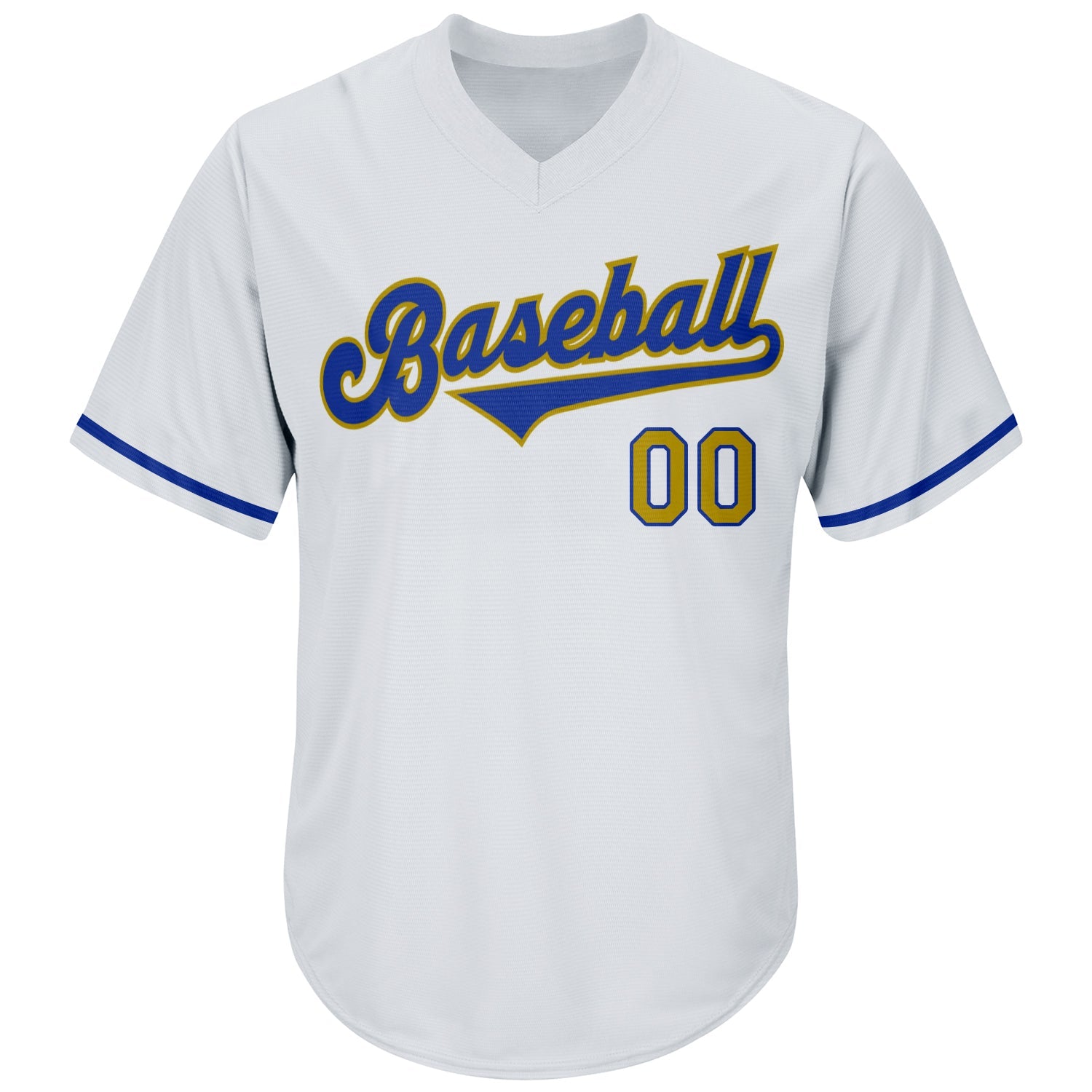 Custom White Old Gold-Royal Authentic Throwback Rib-Knit Baseball Jersey Shirt view 2