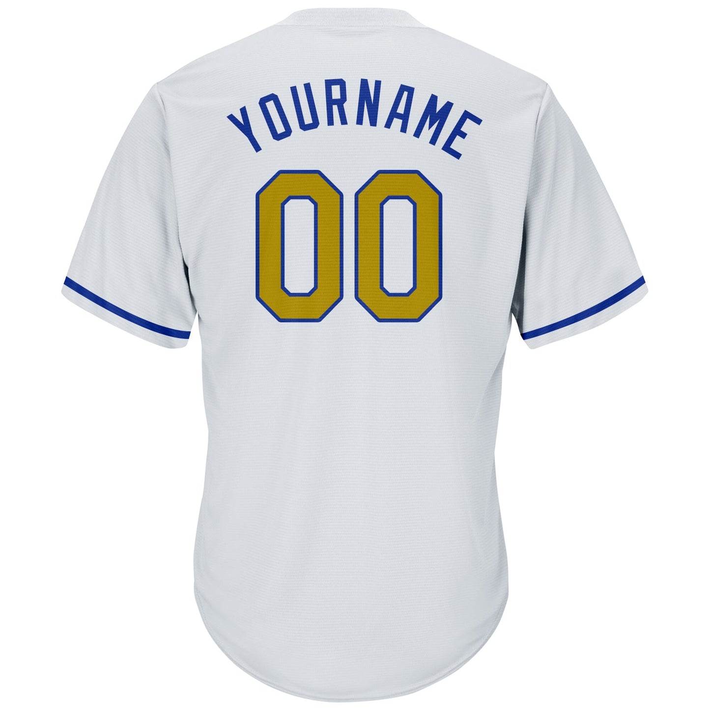 Custom White Old Gold-Royal Authentic Throwback Rib-Knit Baseball Jersey Shirt view 3