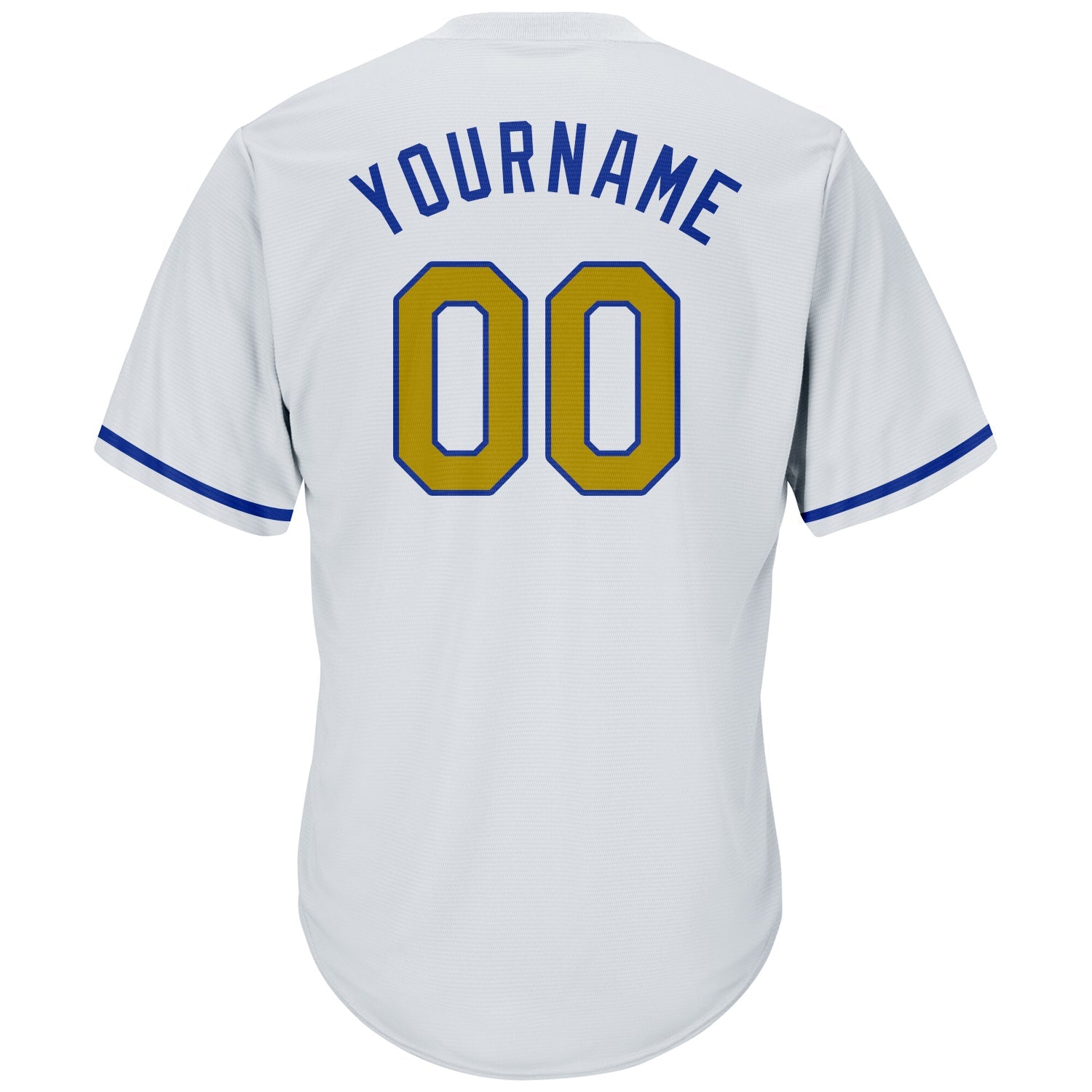 Custom White Old Gold-Royal Authentic Throwback Rib-Knit Baseball Jersey Shirt view 3