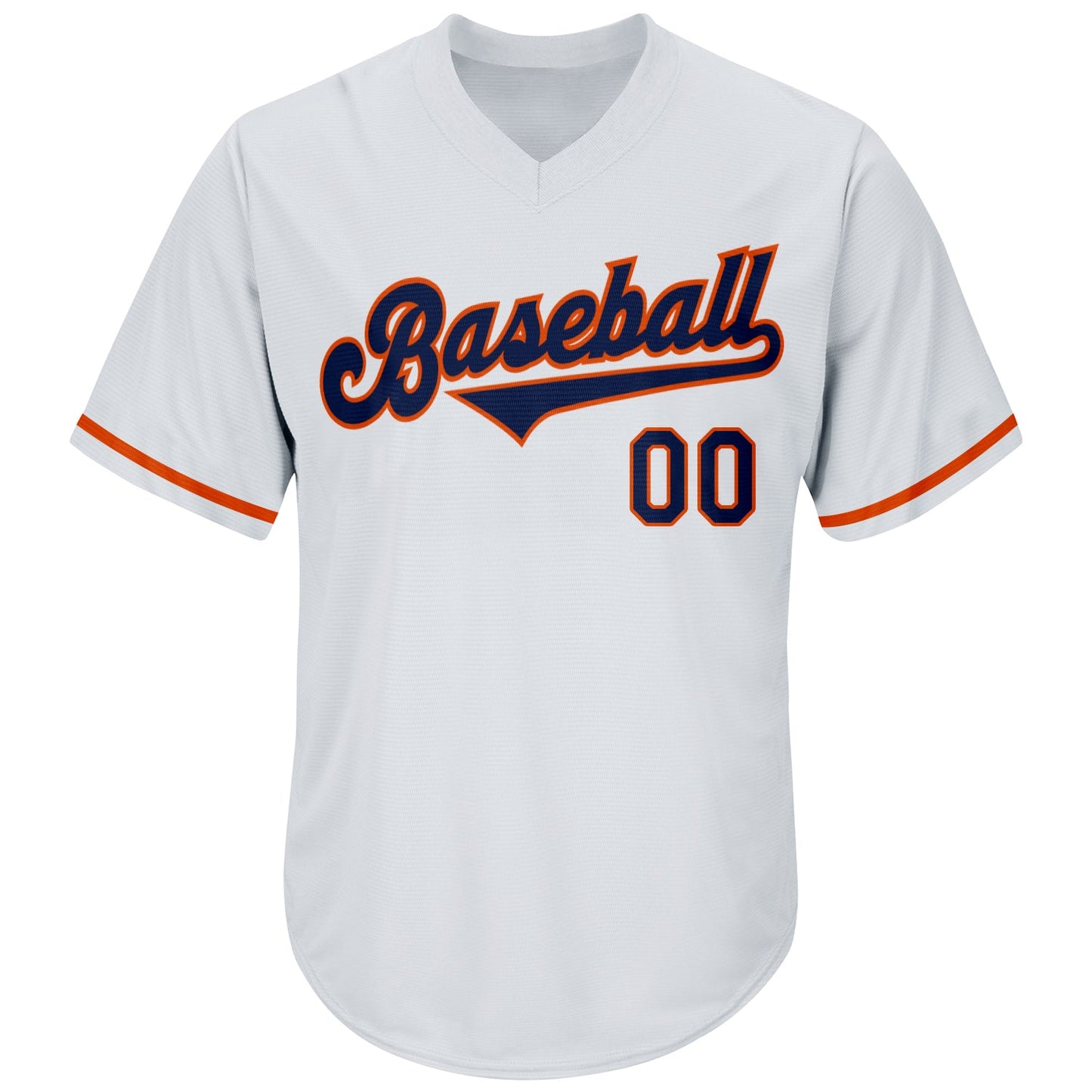 Custom White Navy-Orange Authentic Throwback Rib-Knit Baseball Jersey Shirt view 2