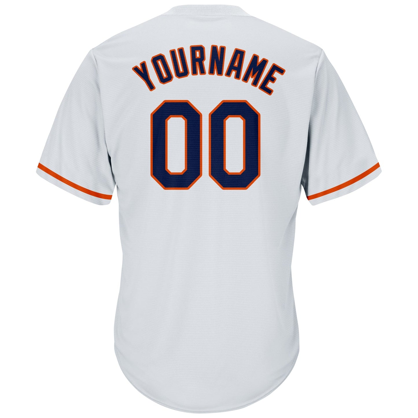 Custom White Navy-Orange Authentic Throwback Rib-Knit Baseball Jersey Shirt view 3