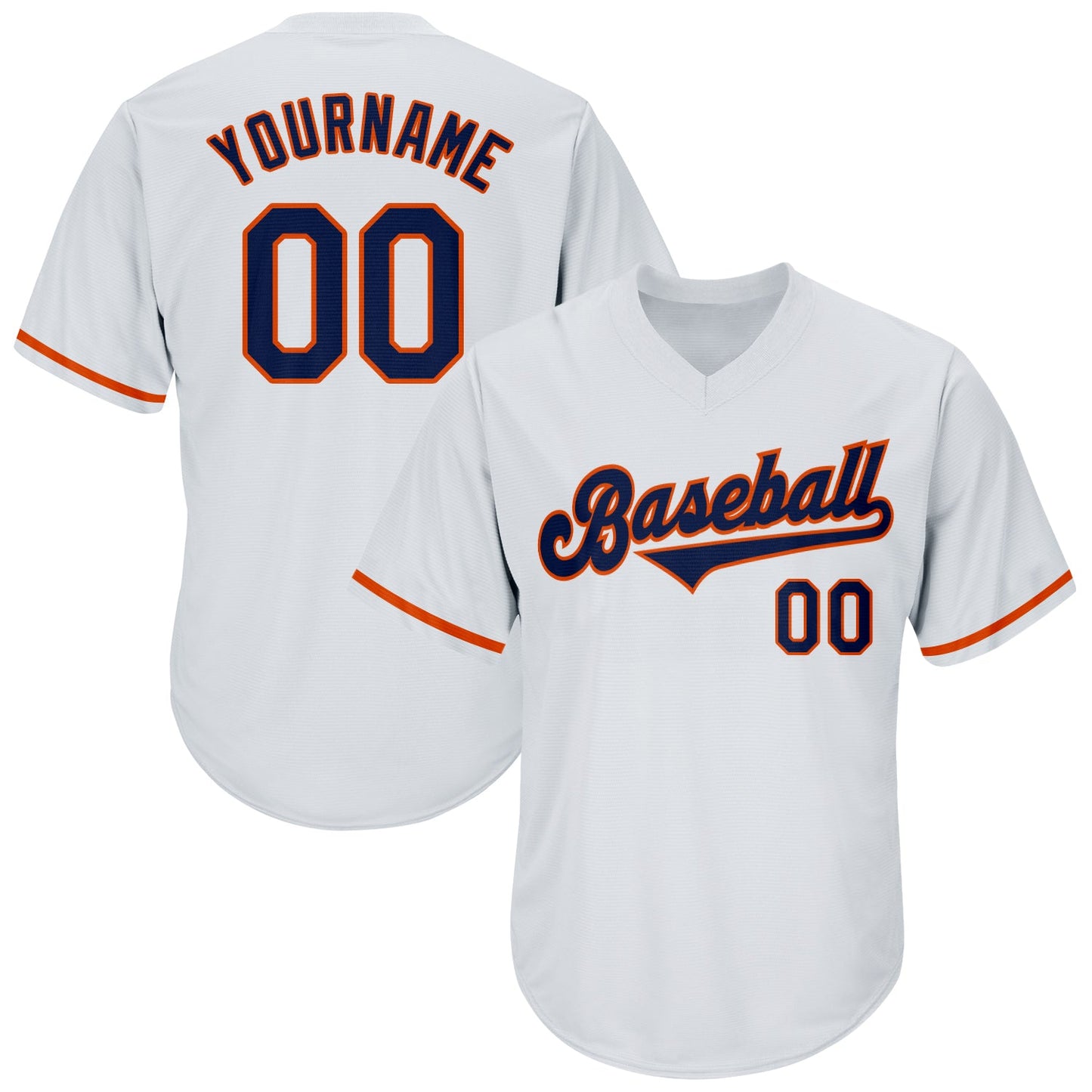Custom White Navy-Orange Authentic Throwback Rib-Knit Baseball Jersey Shirt - Main View