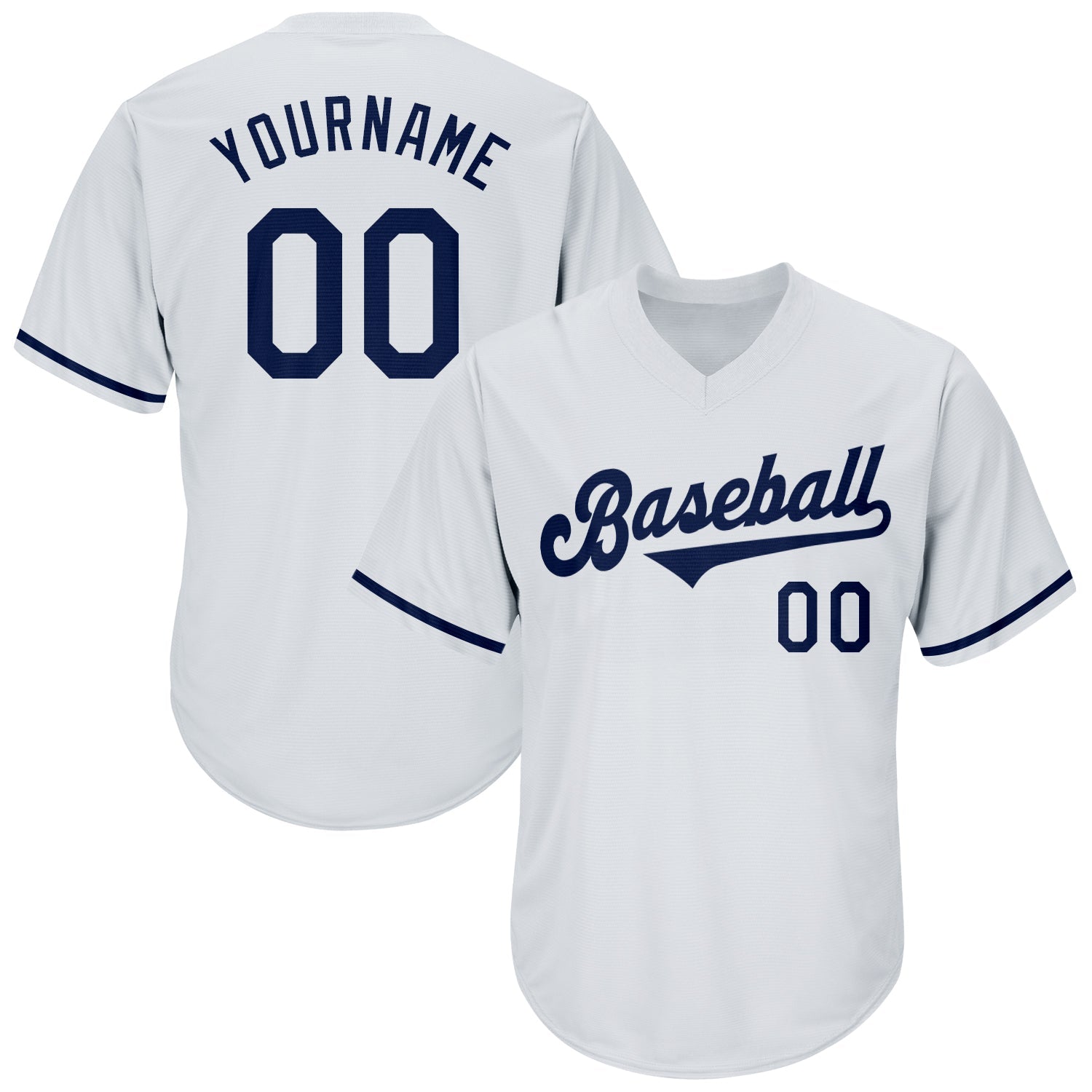 Custom White Navy Authentic Throwback Rib-Knit Baseball Jersey Shirt - Main View