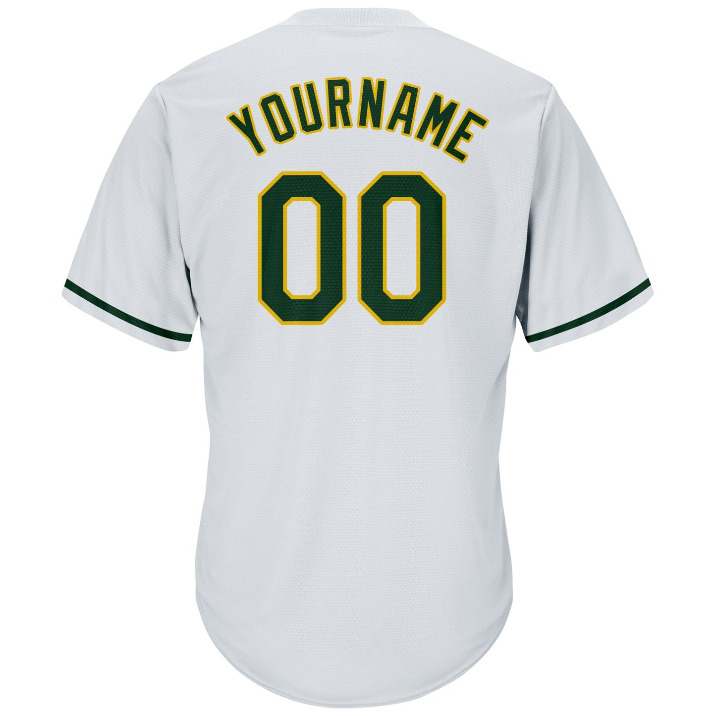 Custom White Green-Gold Authentic Throwback Rib-Knit Baseball Jersey Shirt view 3