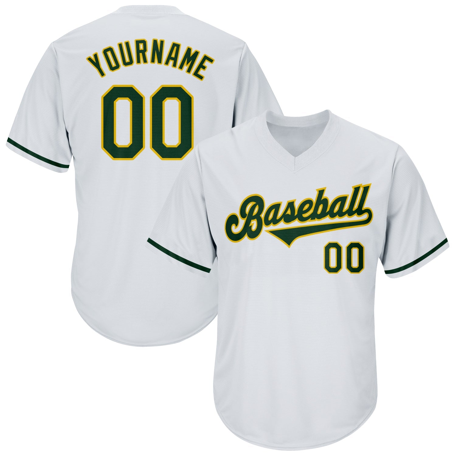 Custom White Green-Gold Authentic Throwback Rib-Knit Baseball Jersey Shirt - Main View