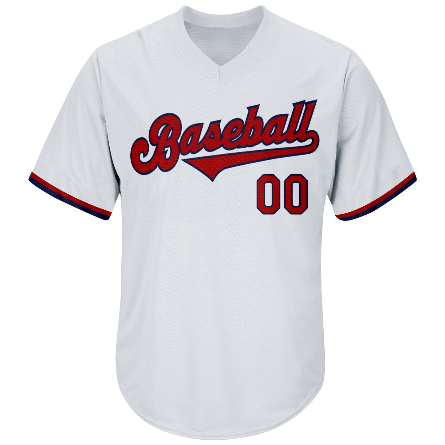 Custom White Red-Navy Authentic Throwback Rib-Knit Baseball Jersey Shirt view 2