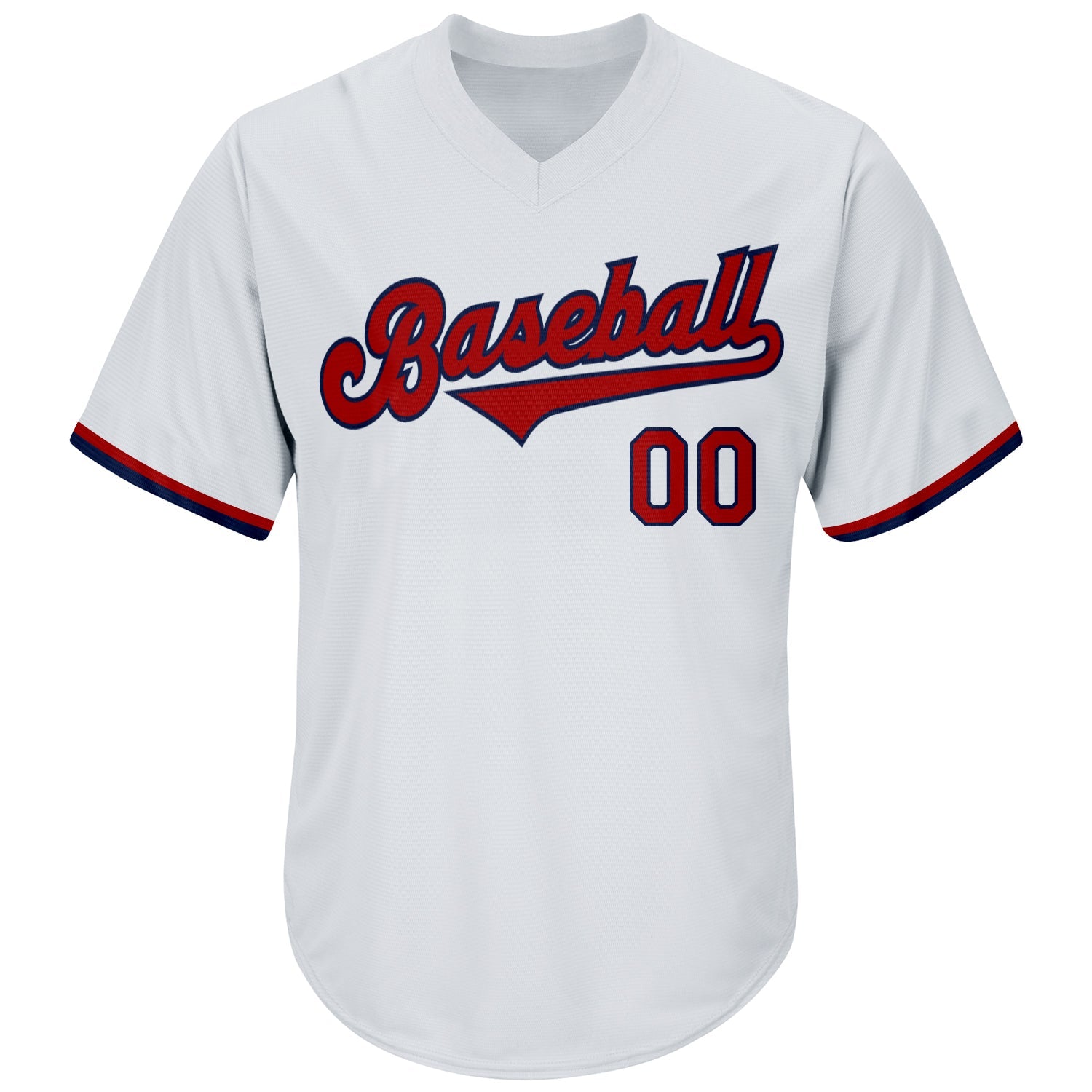 Custom White Red-Navy Authentic Throwback Rib-Knit Baseball Jersey Shirt view 2