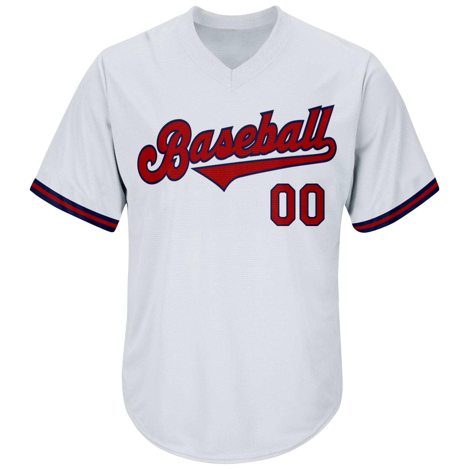 Custom White Red-Navy Authentic Throwback Rib-Knit Baseball Jersey Shirt view 2