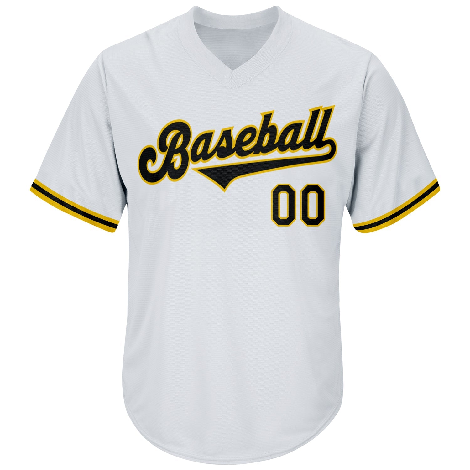 Custom White Black-Gold Authentic Throwback Rib-Knit Baseball Jersey Shirt view 2