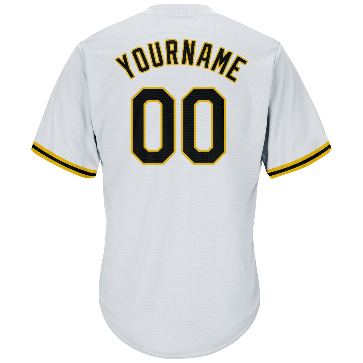 Custom White Black-Gold Authentic Throwback Rib-Knit Baseball Jersey Shirt view 3