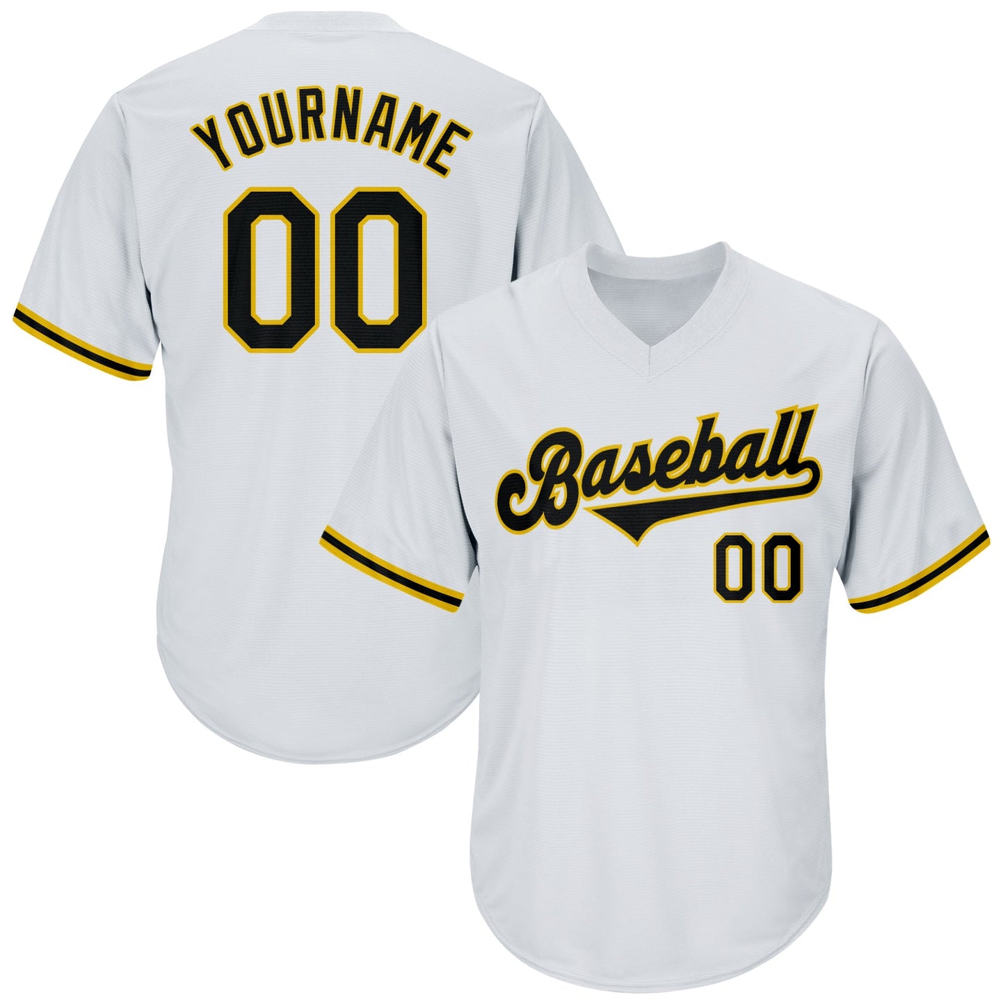 Custom White Black-Gold Authentic Throwback Rib-Knit Baseball Jersey Shirt - Main View