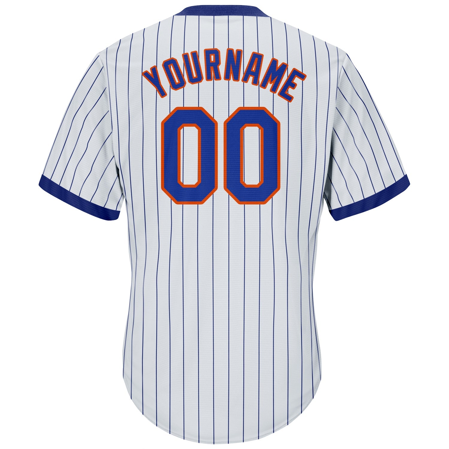 Custom White Royal Pinstripe Royal-Orange Authentic Throwback Rib-Knit Baseball Jersey Shirt view 3