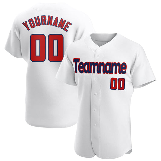 Custom White Red-Navy Authentic Baseball Jersey - Main View