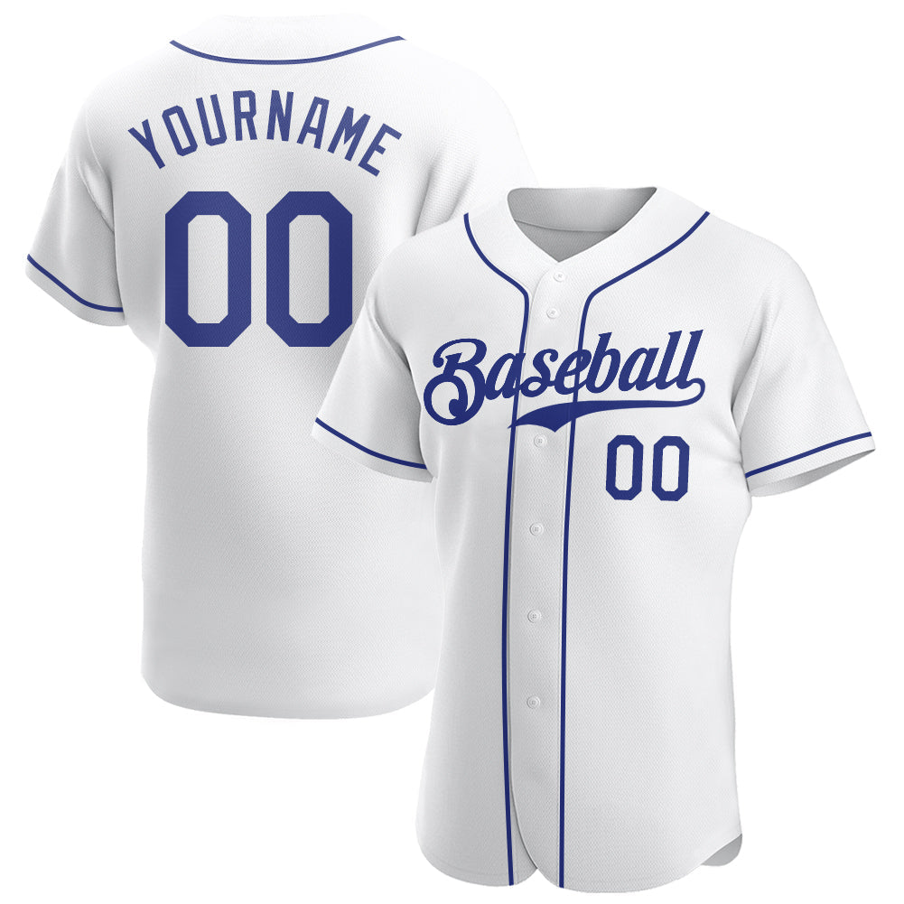 Custom White Royal Authentic Baseball Jersey - Main View