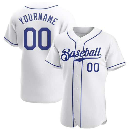 Custom White Royal Authentic Baseball Jersey - Main View